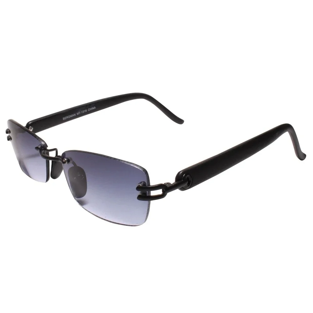 Old Stock 90s Indie Rimless Old Fashioned Black Rectangle Sunglasses
